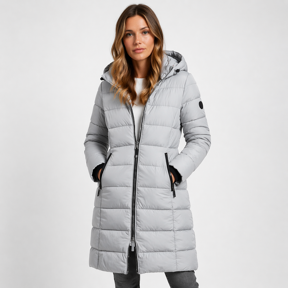 Women's Lightweight Quilted Puffer Jacket | Stylish Hooded Mid-Thigh Coat 1