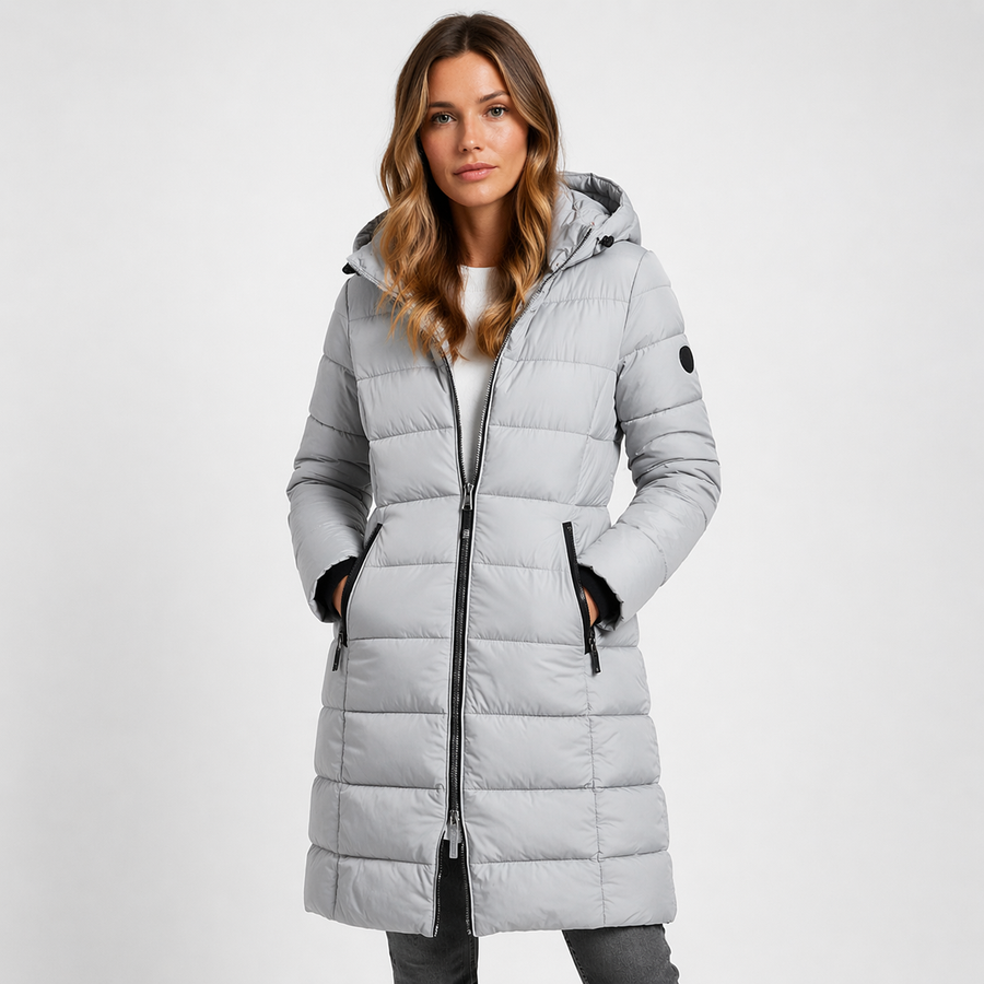 Women's Lightweight Quilted Puffer Jacket | Stylish Hooded Mid-Thigh Coat 1