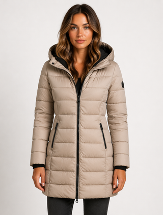 Women's Lightweight Quilted Puffer Jacket | Stylish Hooded Mid-Thigh Coat 2