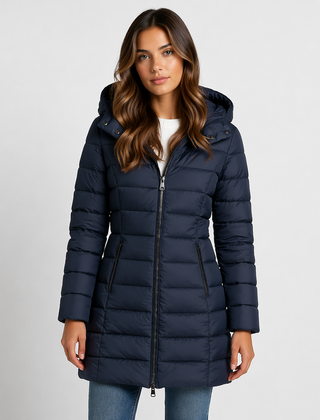 Women's Lightweight Quilted Puffer Jacket | Stylish Hooded Mid-Thigh Coat 3