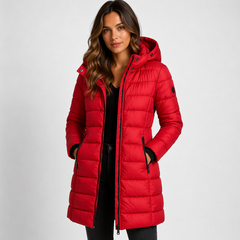 Women's Lightweight Quilted Puffer Jacket | Stylish Hooded Mid-Thigh Coat 4