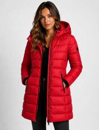 Women's Lightweight Quilted Puffer Jacket | Stylish Hooded Mid-Thigh Coat 4