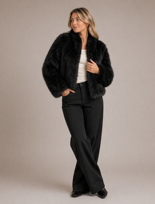 Women's Plush Faux Fur Jacket | Elegant Cropped Cold-Weather Layer 2