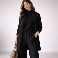 Women's Soft Ribbed Knit Lounge Sets | Elegant Three-Piece Loungewear Ensemble 4
