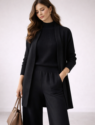 Women's Soft Ribbed Knit Lounge Sets | Elegant Three-Piece Loungewear Ensemble 4