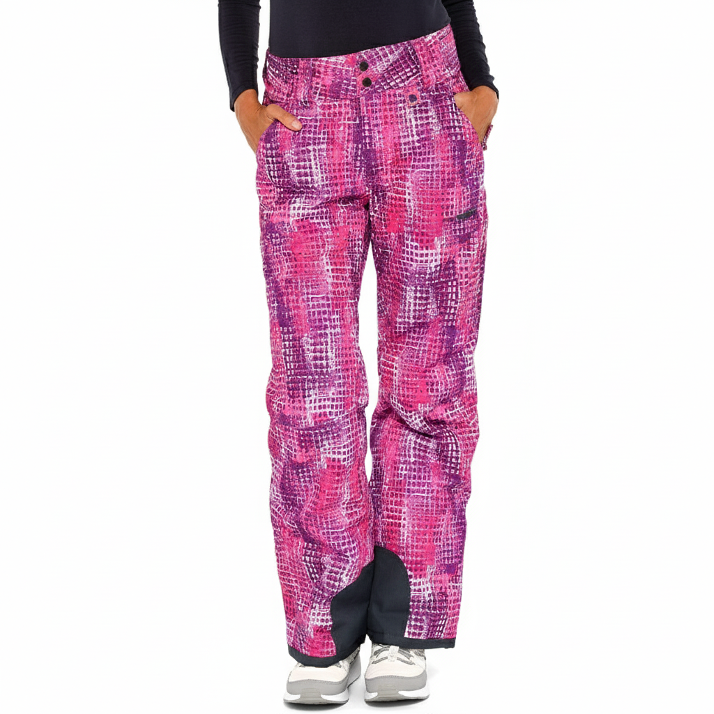 Women's Insulated Ski Pants with Contrast Ankle Panels and Adjustable Waist