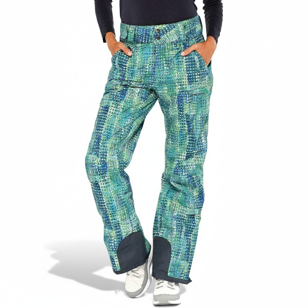 Women's Insulated Ski Pants with Contrast Ankle Panels and Adjustable Waist