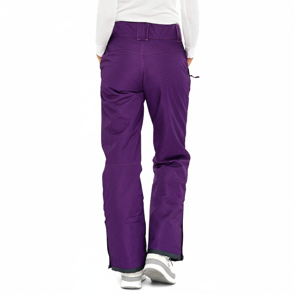 Women's Insulated Ski Pants with Contrast Ankle Panels and Adjustable Waist