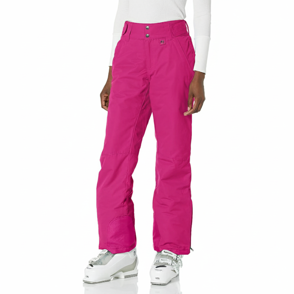 Women's Insulated Ski Pants with Contrast Ankle Panels and Adjustable Waist