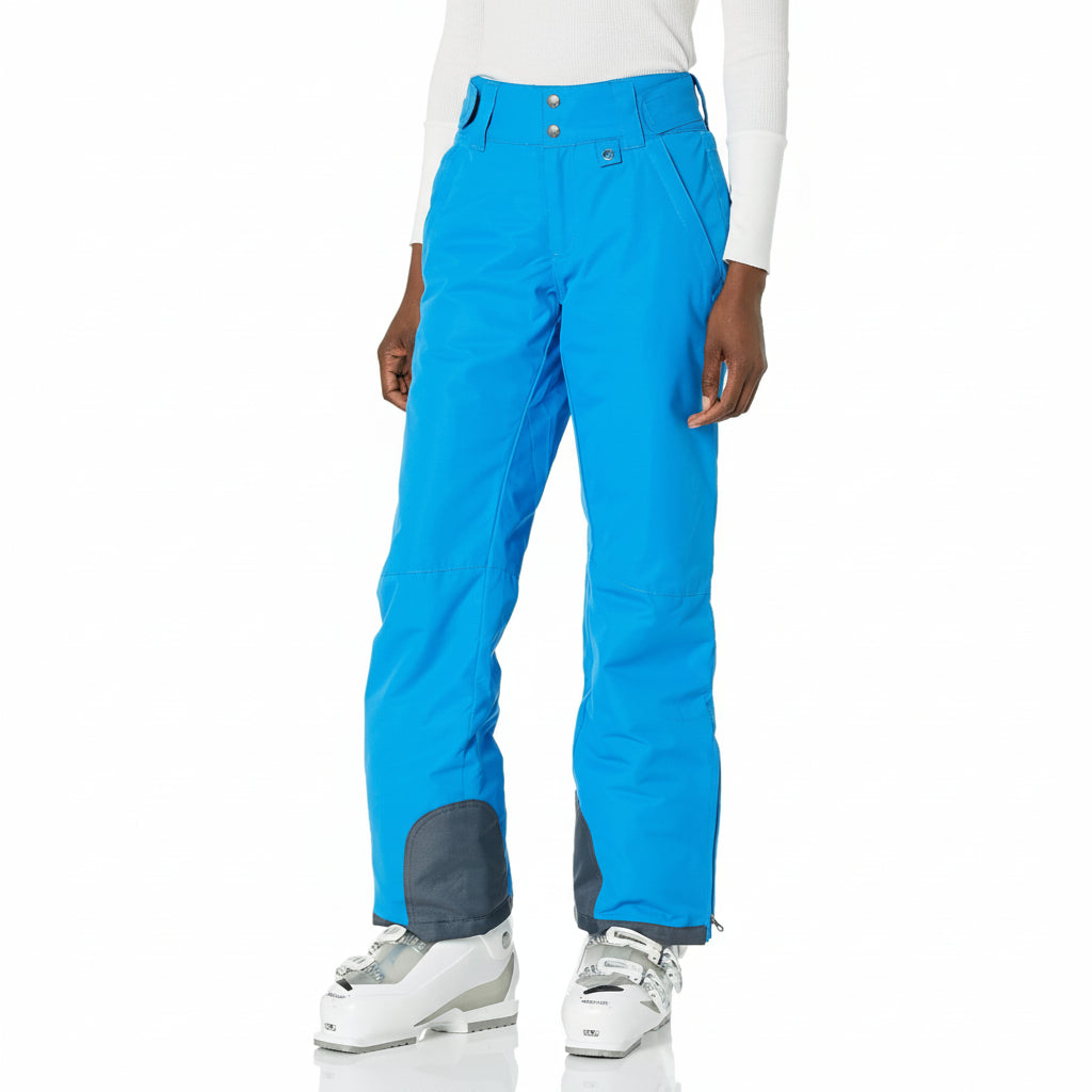 Women's Insulated Ski Pants with Contrast Ankle Panels and Adjustable Waist