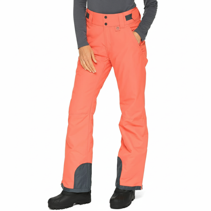 Women's Insulated Ski Pants with Contrast Ankle Panels and Adjustable Waist