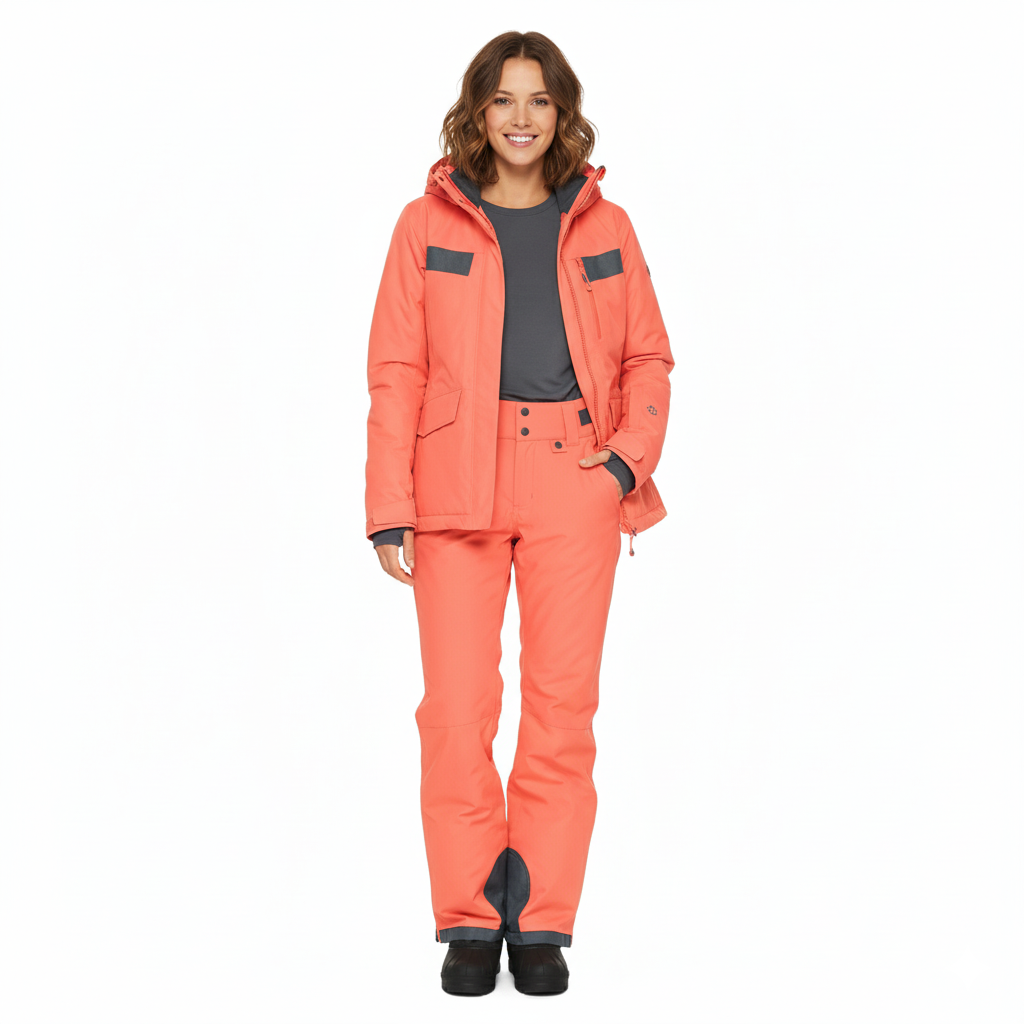 Women's Insulated Ski Pants with Contrast Ankle Panels and Adjustable Waist