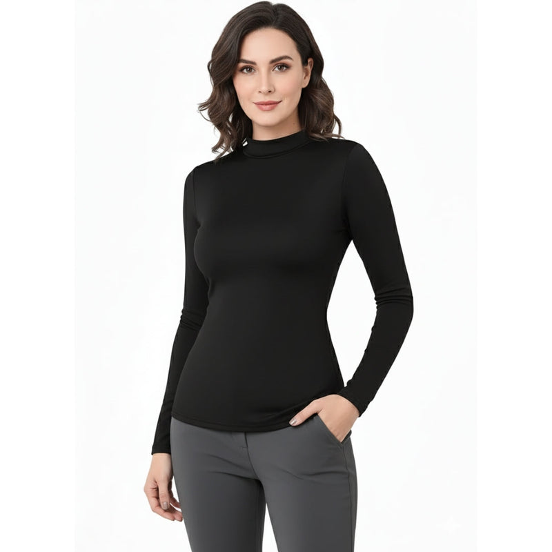 Women's Thermal Base Layer Top with High Stand Up Collar