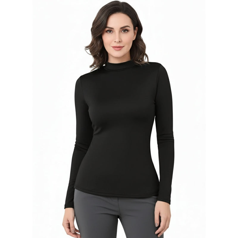 Women's Thermal Base Layer Top with High Stand Up Collar