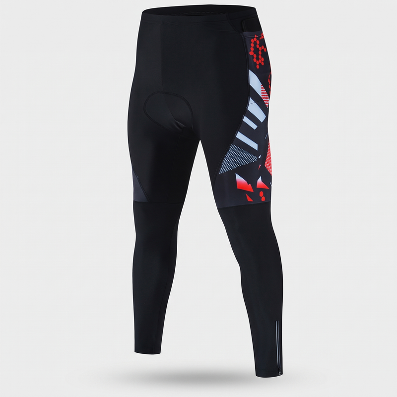 Men’s Padded Cycling Tights with Gel Chamois, Reflective Strips and Zipped Ankle Cuffs