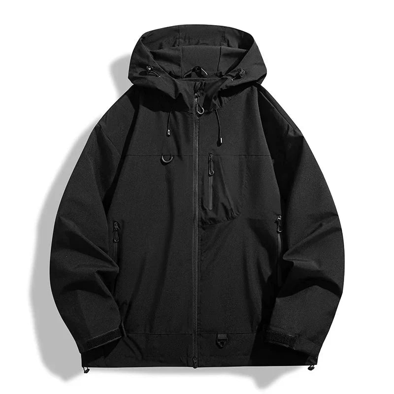 Men's Waterproof Windproof Rain Jacket with Adjustable Hood