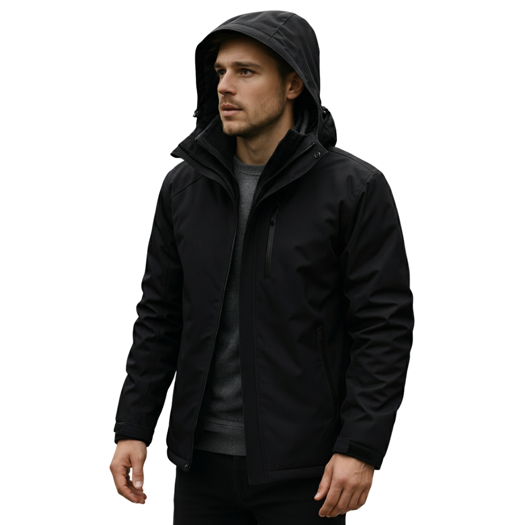 Men's Waterproof Fleece Lined Windproof Jacket with Hood