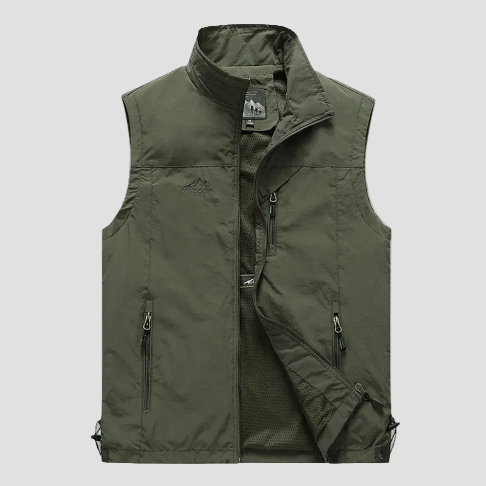Men's Lightweight Hiking Vest with Zip Pockets and Mesh Lining