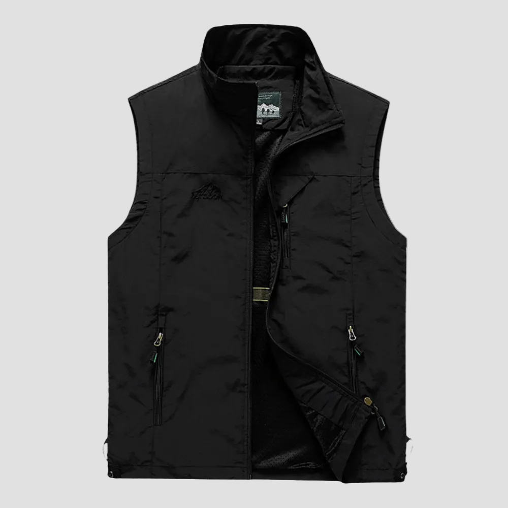 Men's Lightweight Hiking Vest with Zip Pockets and Mesh Lining