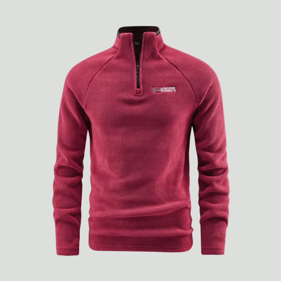 Men's Thermal Fleece Quarter Zip Pullover with Stand Collar