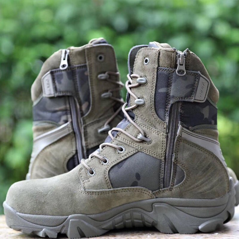 Men's High Top Tactical Combat Boots with Inside Zip and Lug Sole