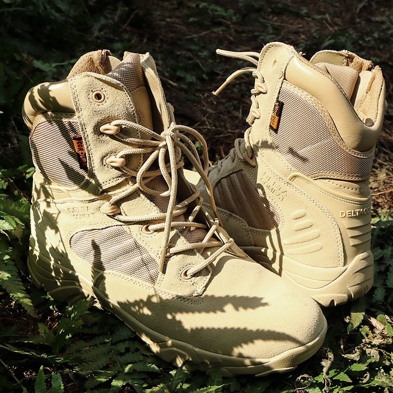 Men's High Top Tactical Combat Boots with Inside Zip and Lug Sole