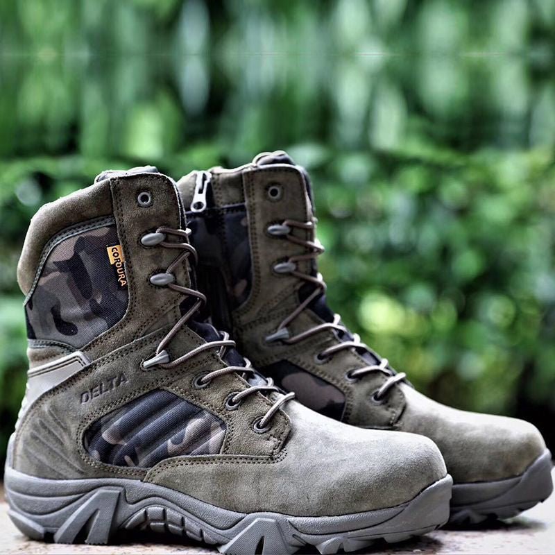 Men's High Top Tactical Combat Boots with Inside Zip and Lug Sole