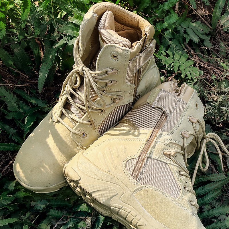 Men's High Top Tactical Combat Boots with Inside Zip and Lug Sole