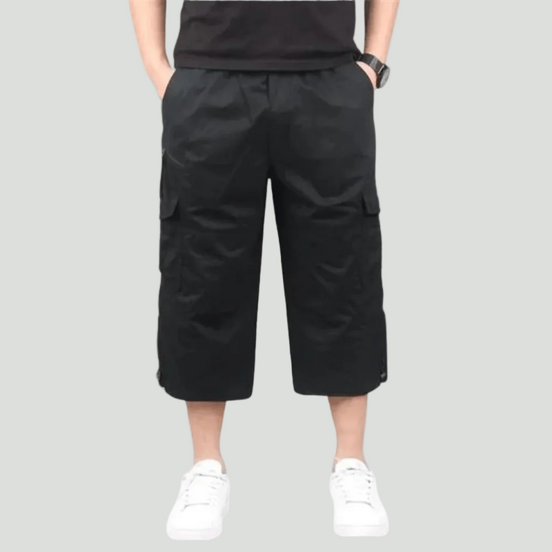Men's Lightweight Cargo Capri Shorts With Elastic Waist And Drawstring