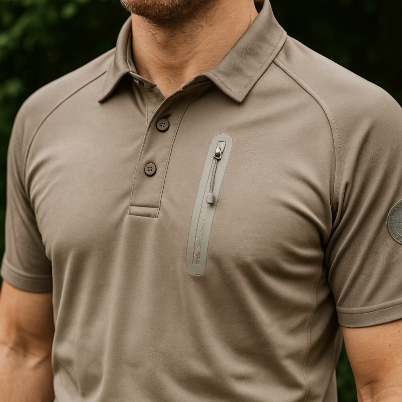 Men's Quick Dry Outdoor Polo Shirt With Zip Chest Pocket