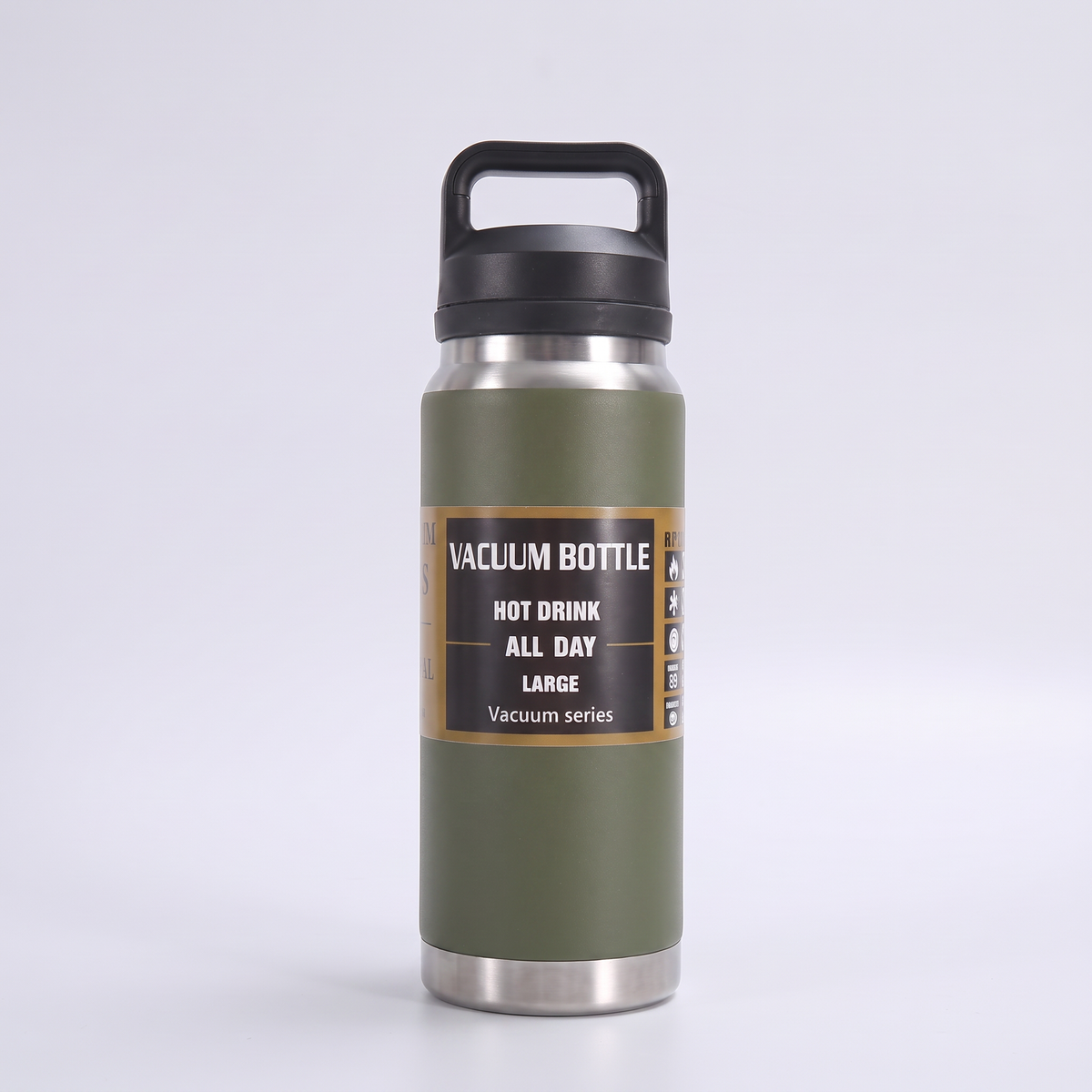 Insulated Stainless Steel Water Bottle with Carry Handle and Wide Mouth