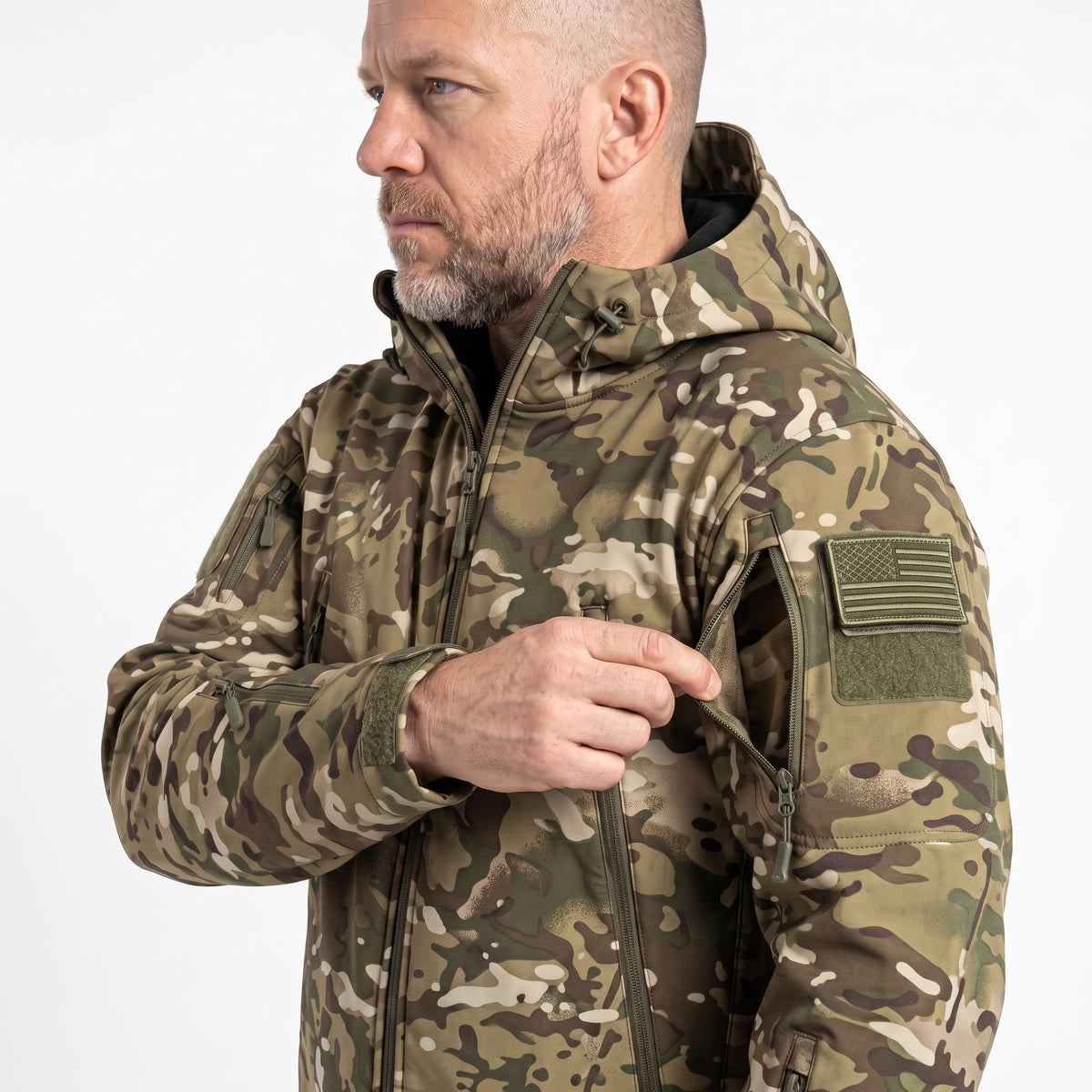 Men's Camo Softshell Jacket with Hood