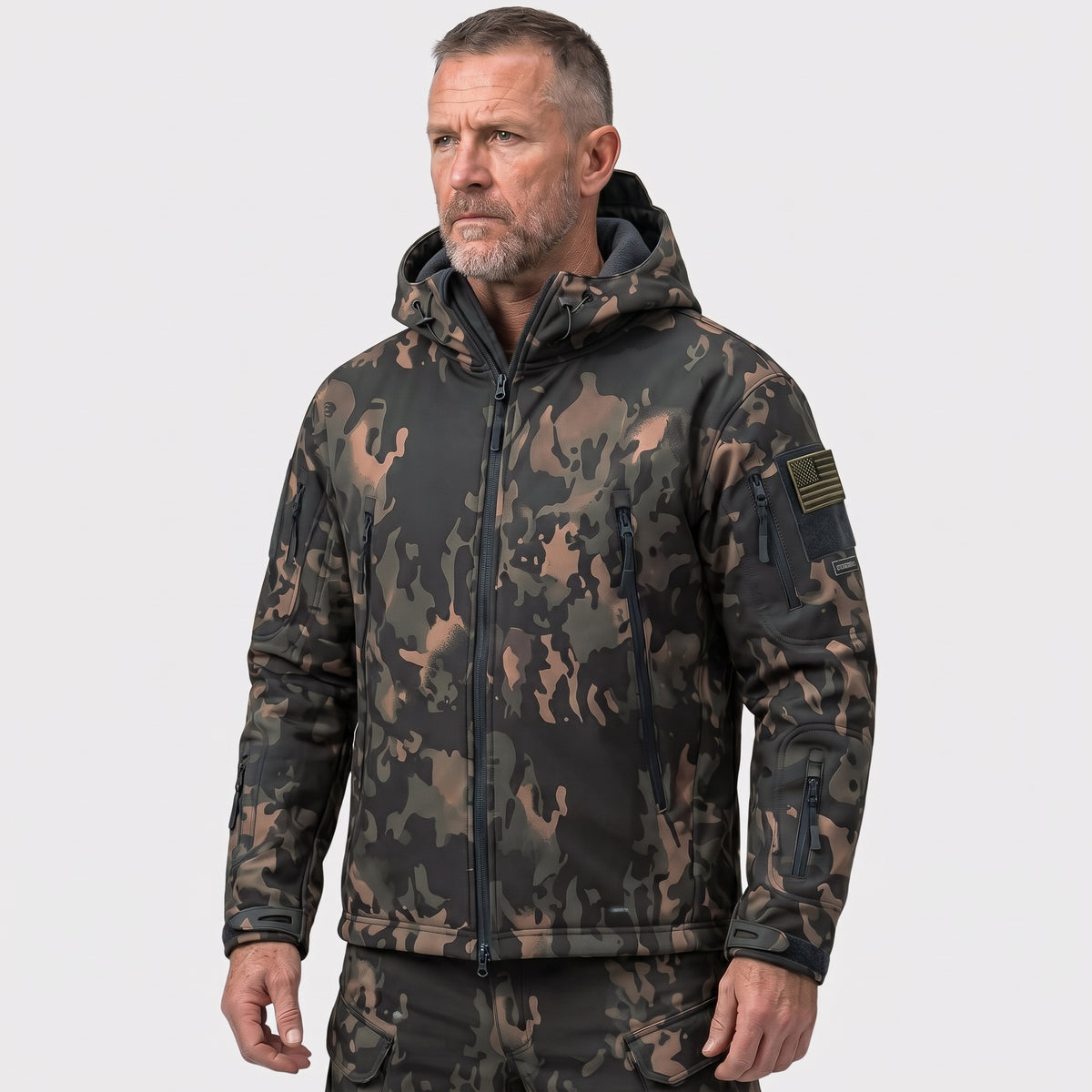 Men's Camo Softshell Jacket with Hood