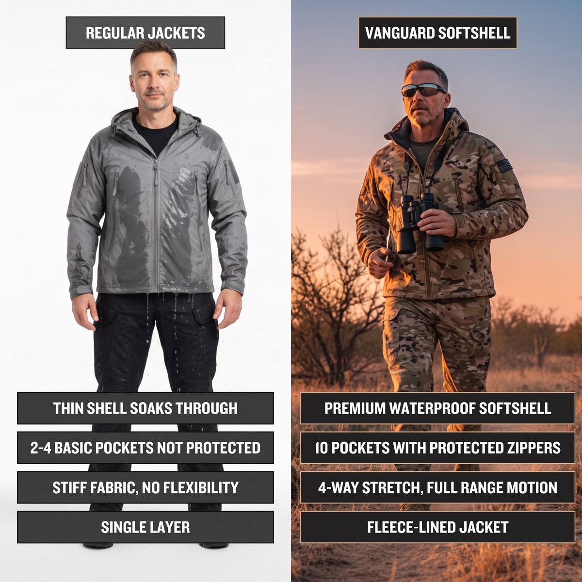 Men's Camo Softshell Jacket with Hood