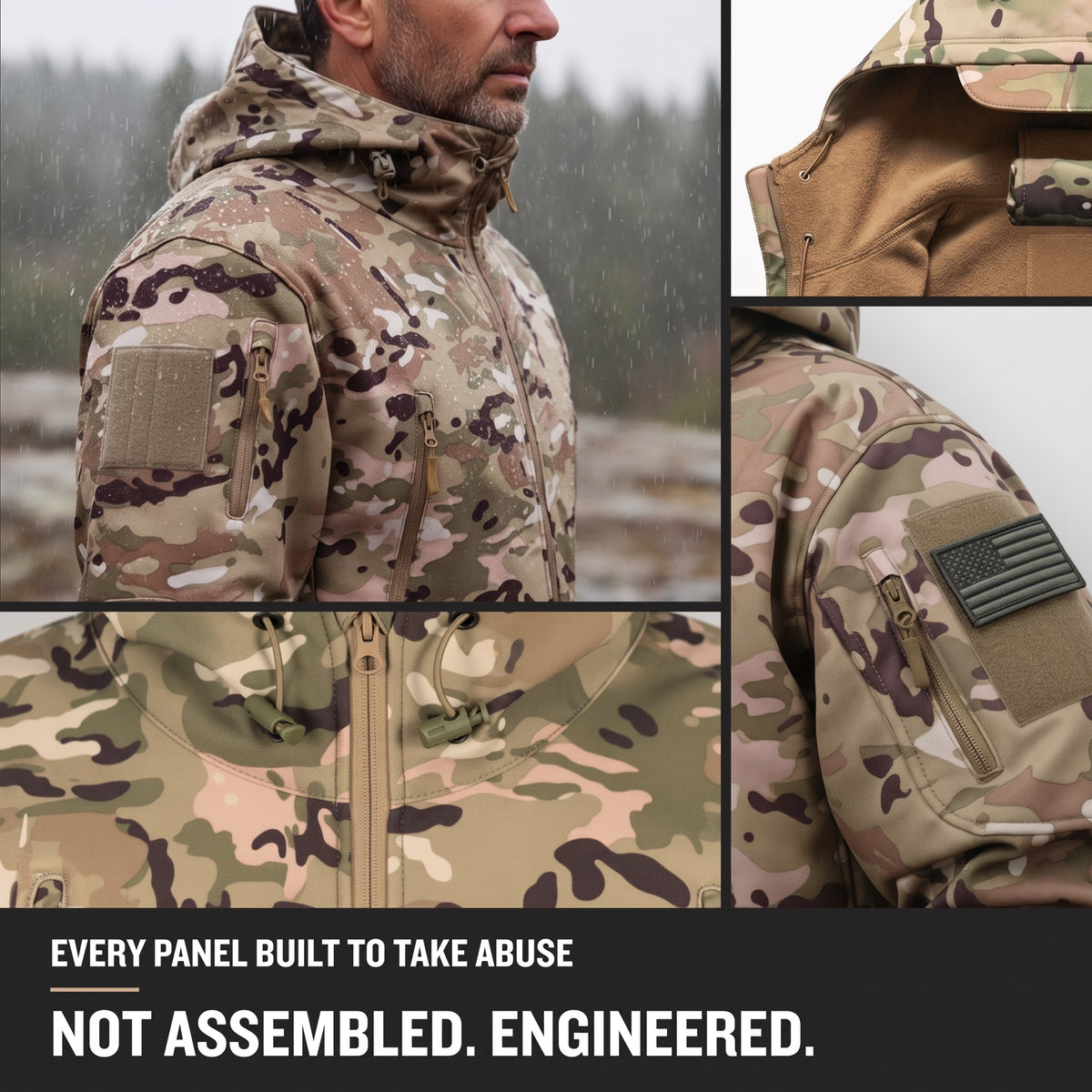 Men's Camo Softshell Jacket with Hood