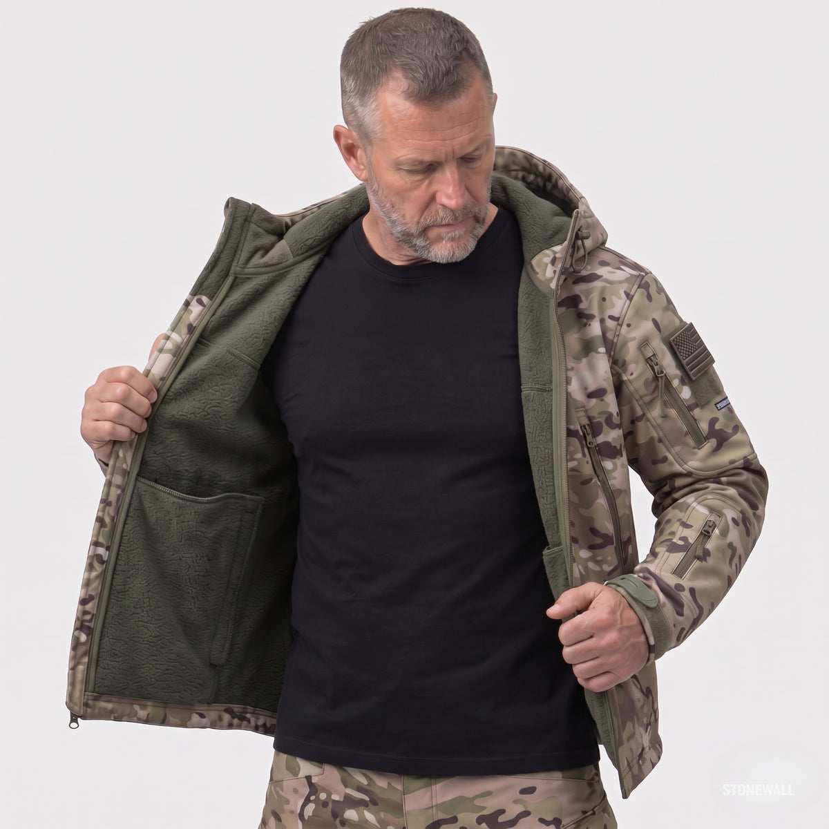 Men's Camo Softshell Jacket with Hood