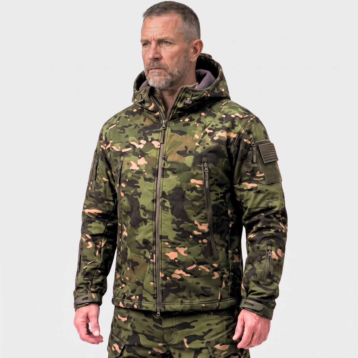 Men's Camo Softshell Jacket with Hood
