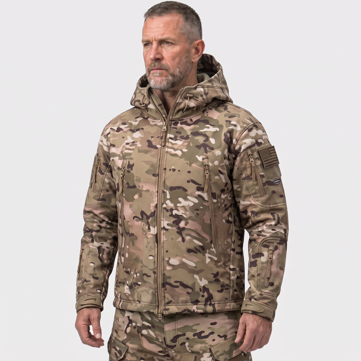 Men's Camo Softshell Jacket with Hood