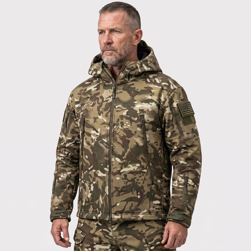 Men's Camo Softshell Jacket with Hood