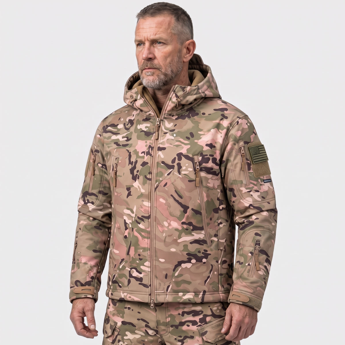 Men's Camo Softshell Jacket with Hood