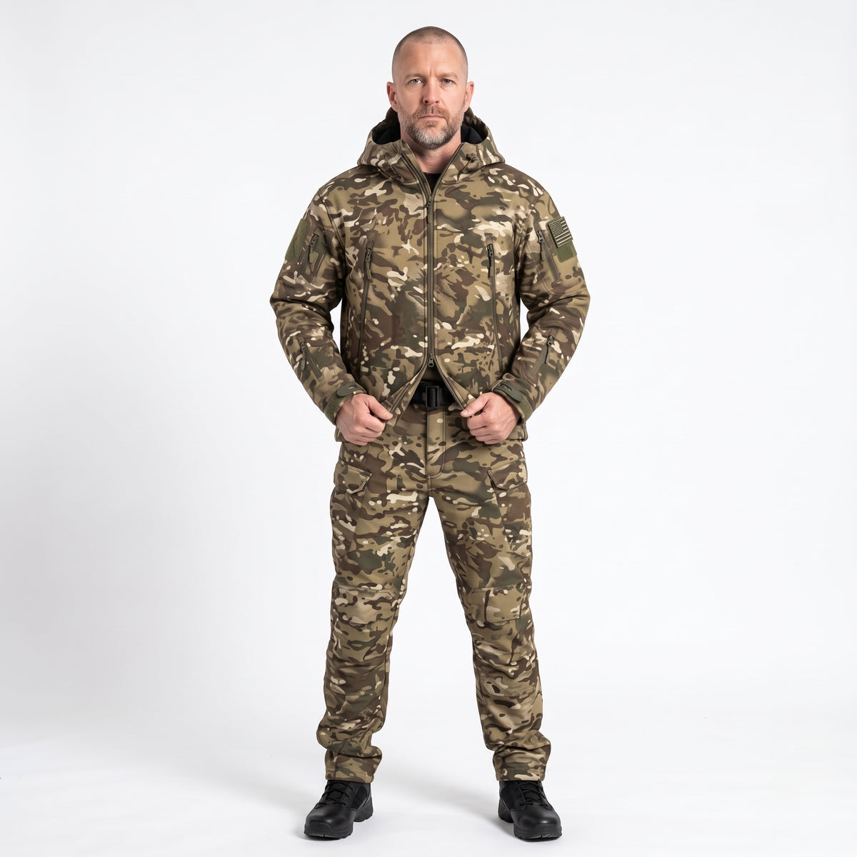 Men's Camo Softshell Jacket with Hood