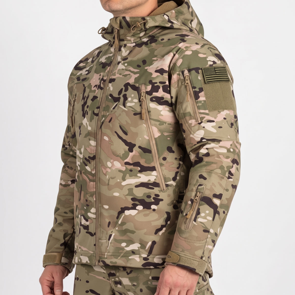 Men's Camo Softshell Jacket with Hood