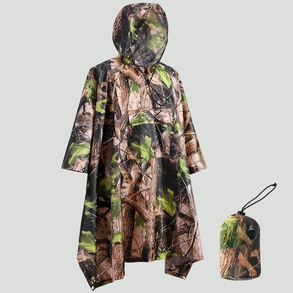 Men's Camo Water Resistant Rain Poncho with Hood