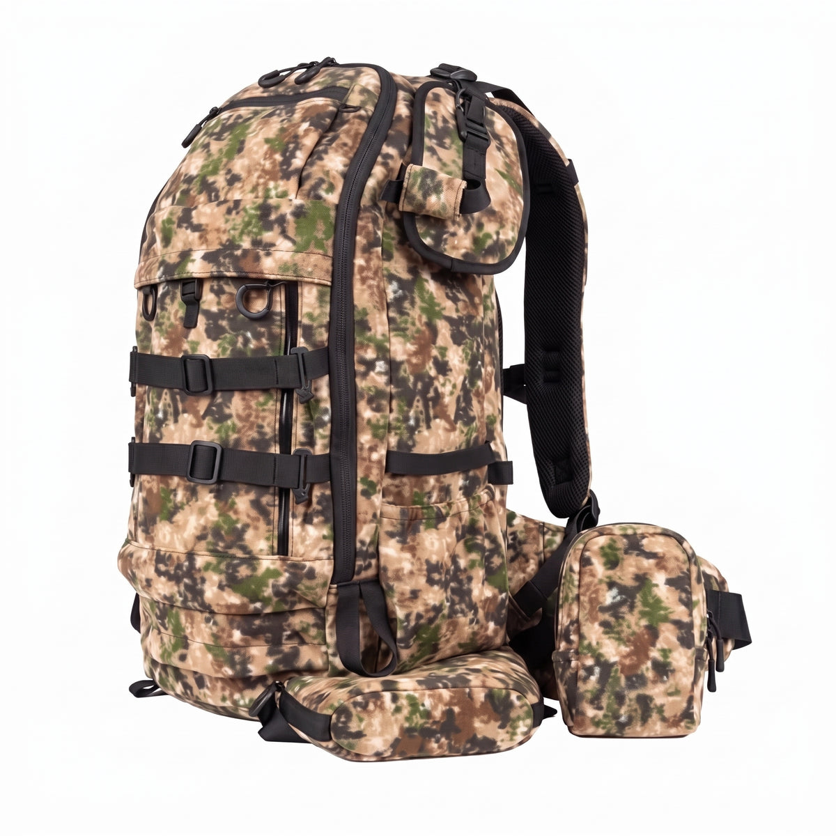 Men's Camouflage Hunting Backpack with Detachable Pouch and Water Repellent Finish