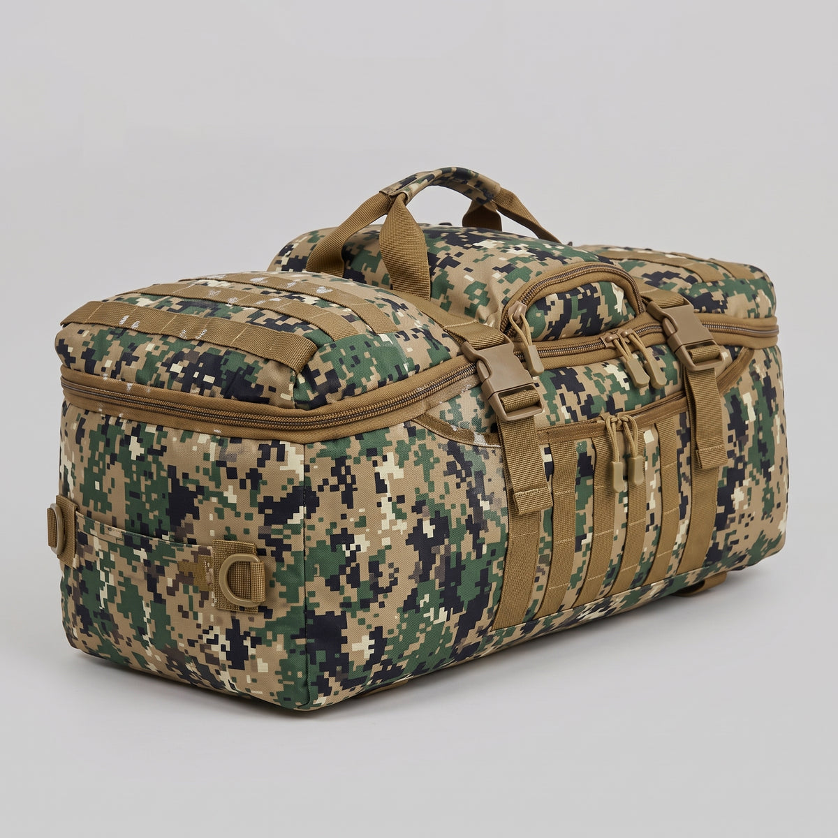 Men's Tactical Duffel Bag with MOLLE Webbing and Convertible Backpack Straps