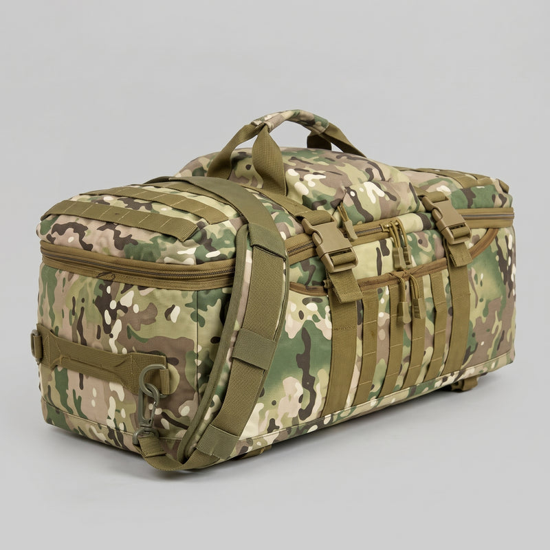 Men's Tactical Duffel Bag with MOLLE Webbing and Convertible Backpack Straps