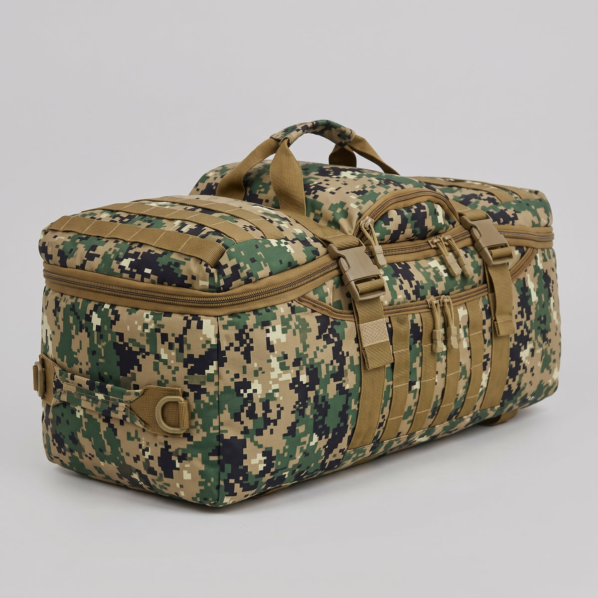 Men's Tactical Duffel Bag with MOLLE Webbing and Convertible Backpack Straps