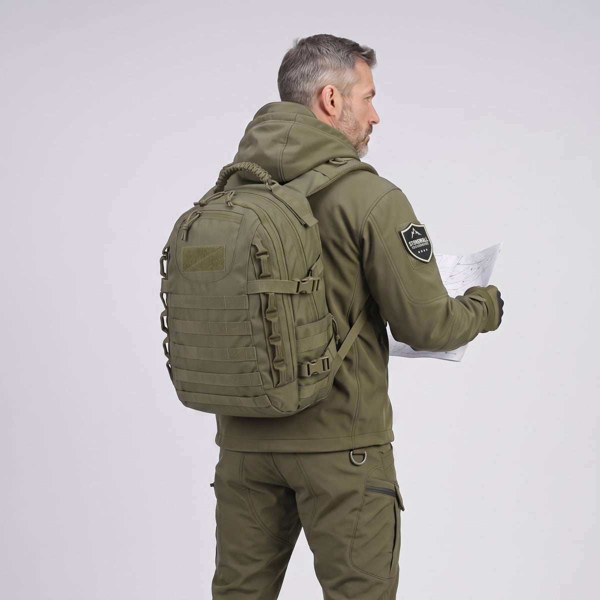 Men's Compact Tactical Backpack with MOLLE Webbing and Padded Straps