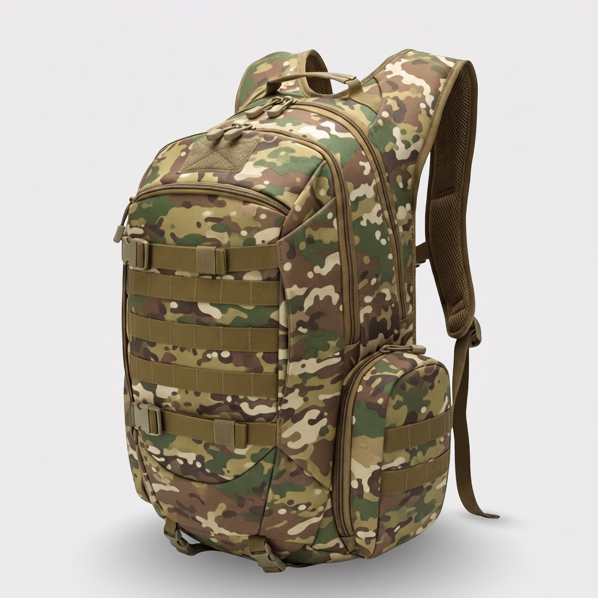 Men's Large Tactical Outdoor Backpack with MOLLE Webbing and Side Pouch