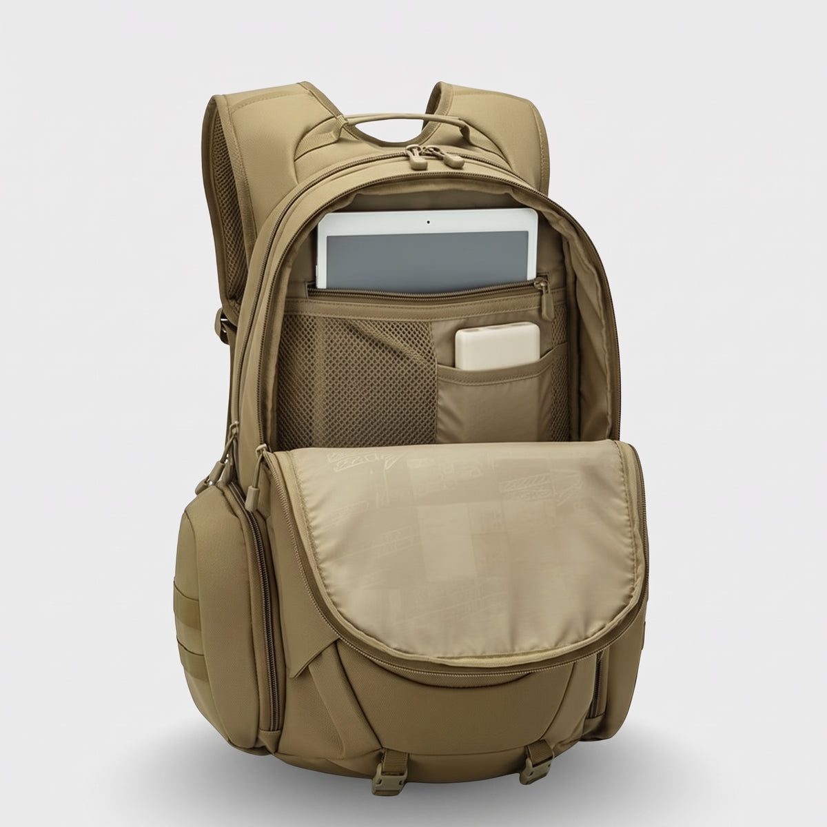 Men's Large Tactical Outdoor Backpack with MOLLE Webbing and Side Pouch